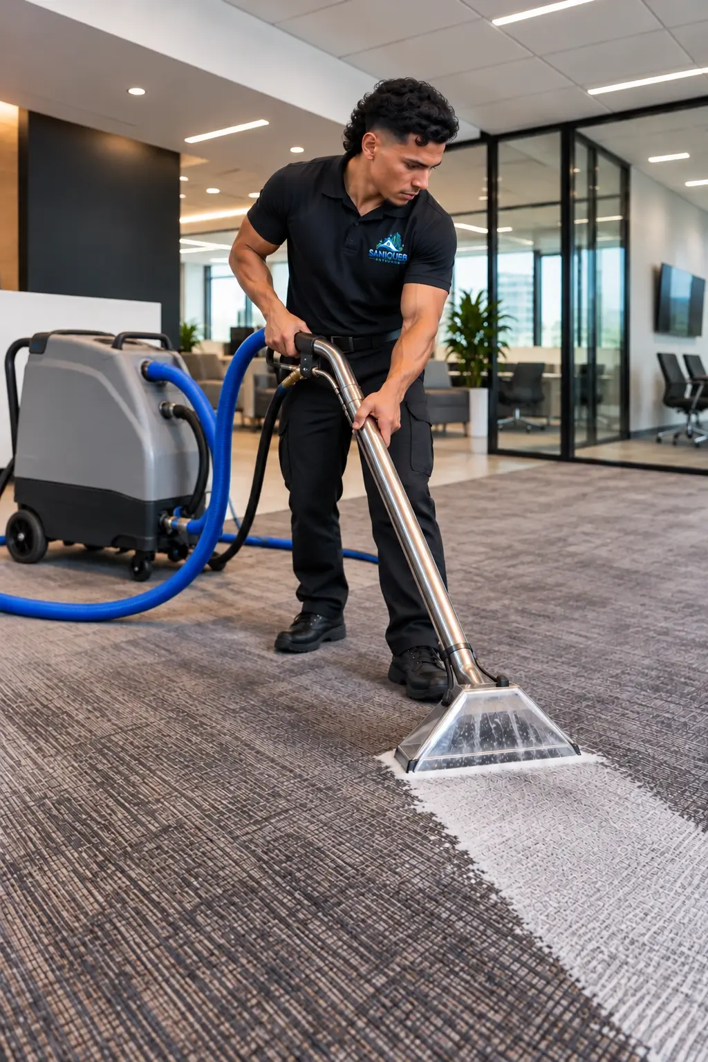 Nettoyage d’un tapis commercial avec une machine à injection-extraction